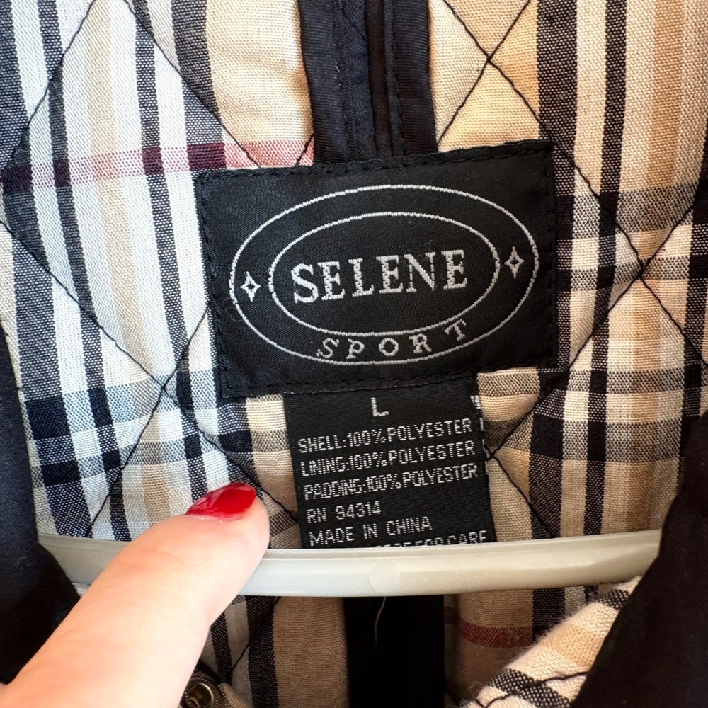 Selene Sport Quilted Snap Front Jacket Black Plaid Lining Women's Size L‎ Chore - Picture 4 of 7